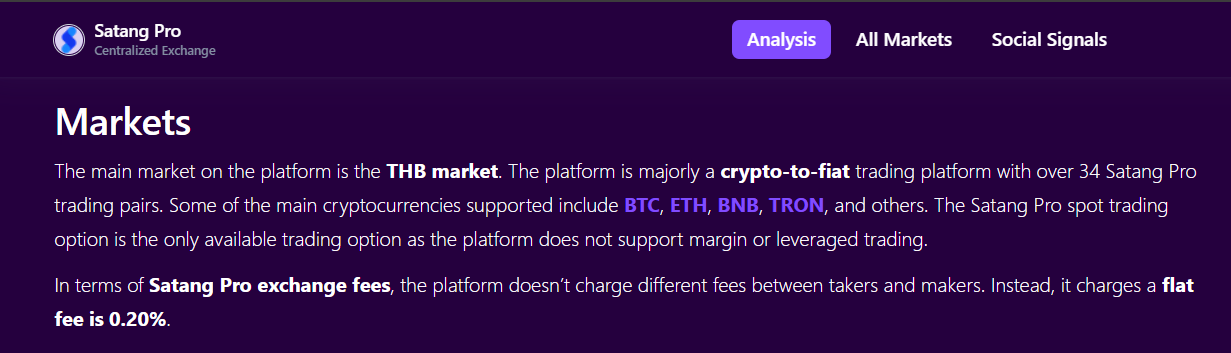 satang trading fees 