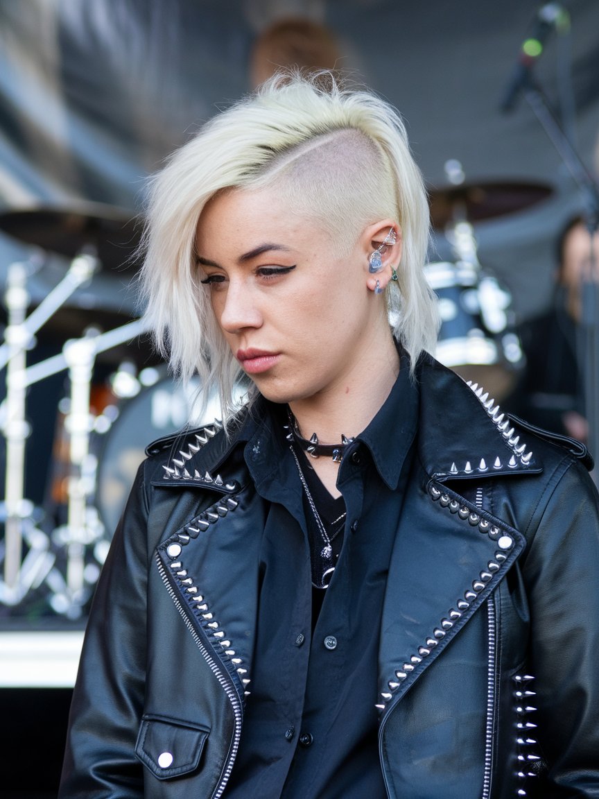 8. White Blonde Cut with Buzzed Sides