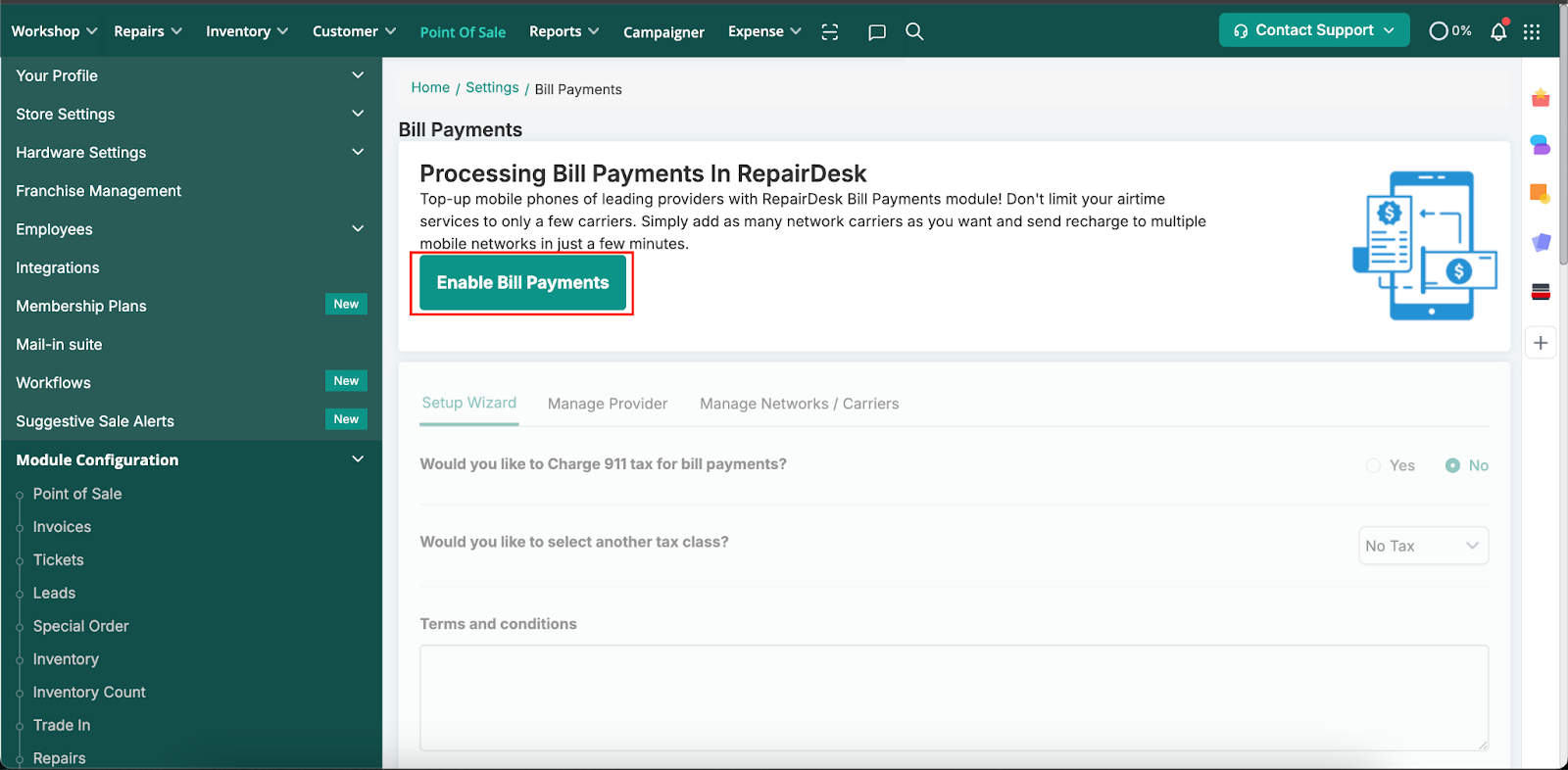 Enable Bill Payments