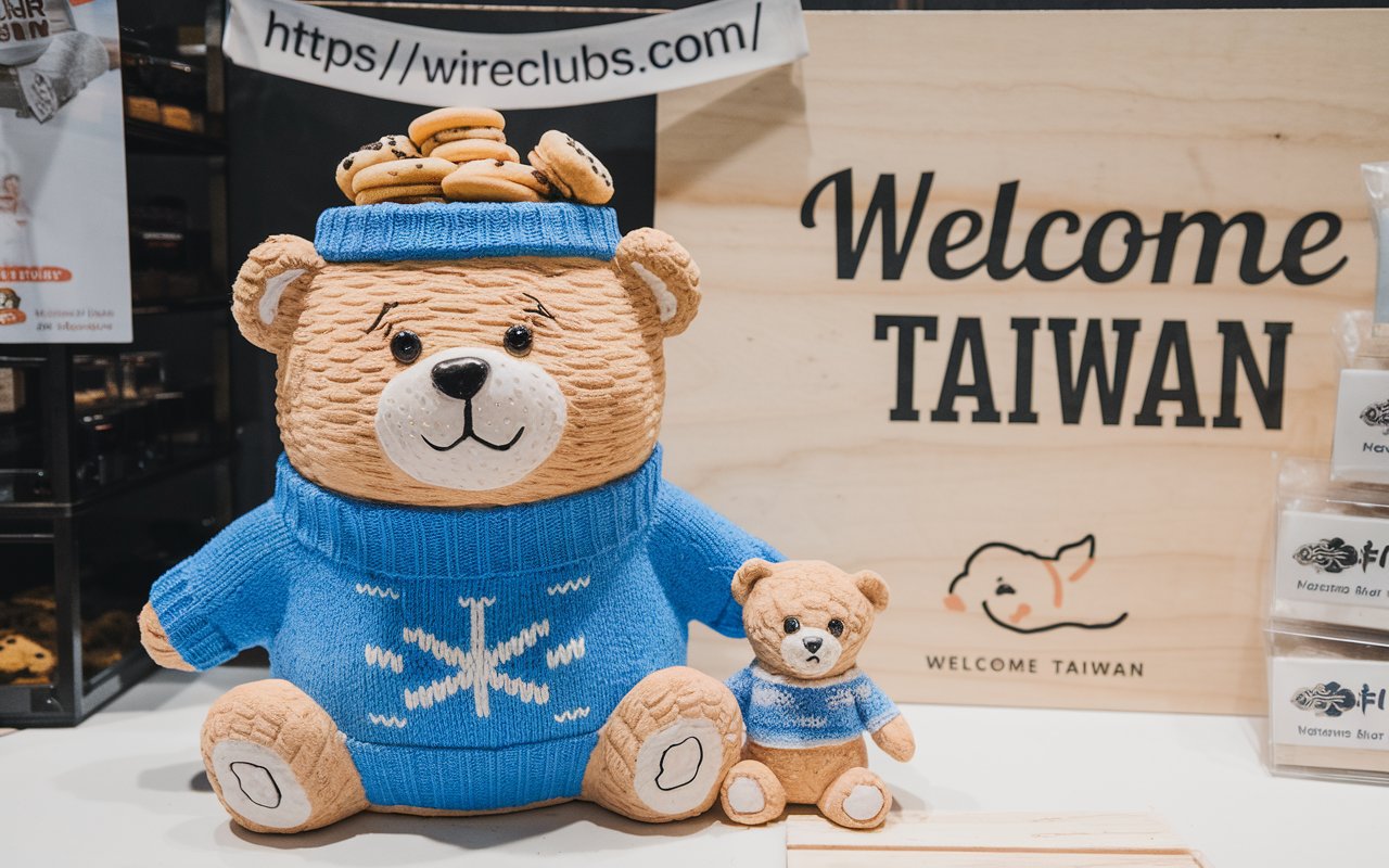 blue sweater teddy bear cookie jar by welcome taiwan