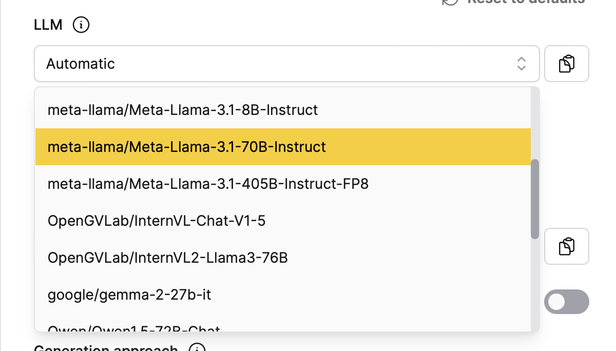 Choosing an large language model in Enterprise h2oGPTe.