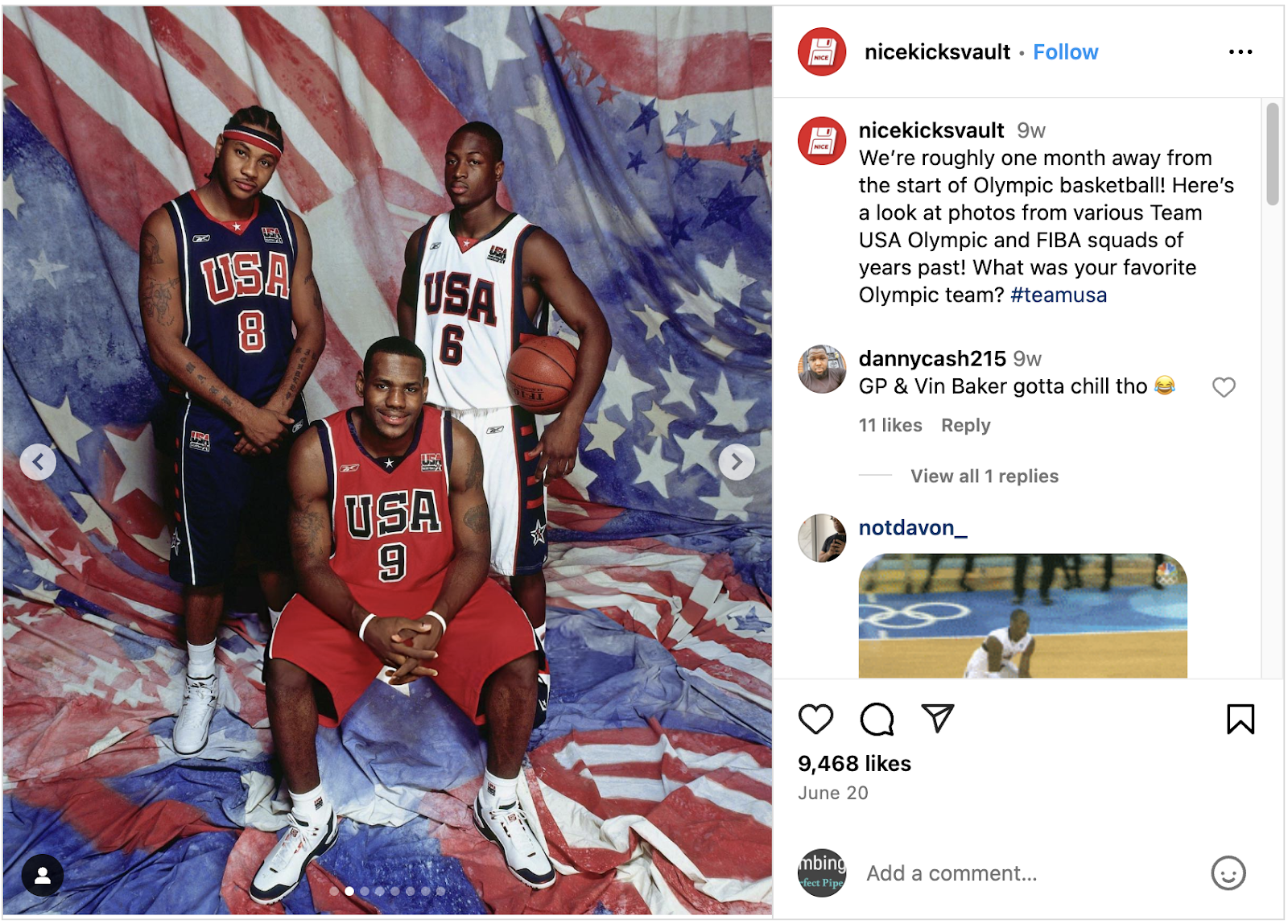 Sports Marketing Example NBA players on instagram