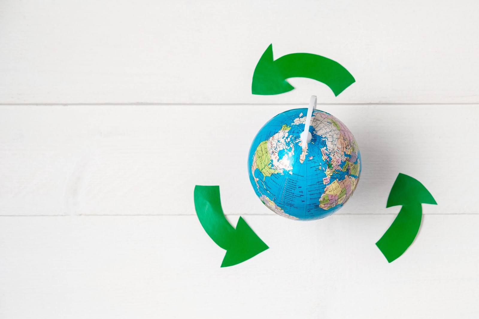 Arrows around a globe. 