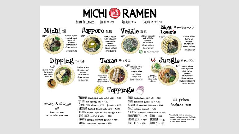 Desain menu Michi Ramen