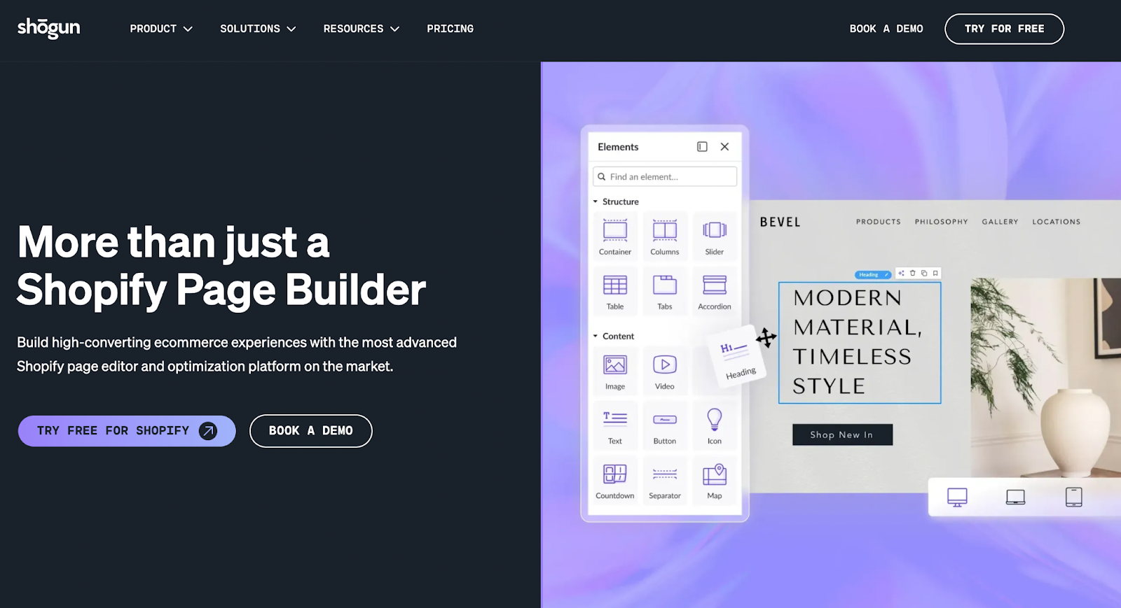 Shogun landing page builder