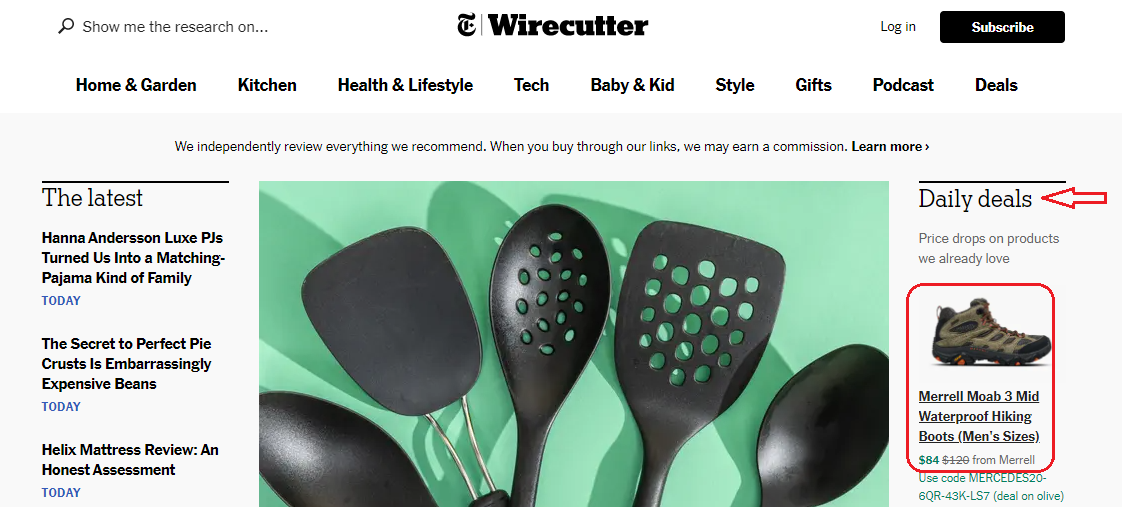 Wirecutter - Affiliate marketing blog