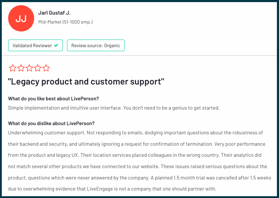 What LivePerson's customers are saying about their chatbot.