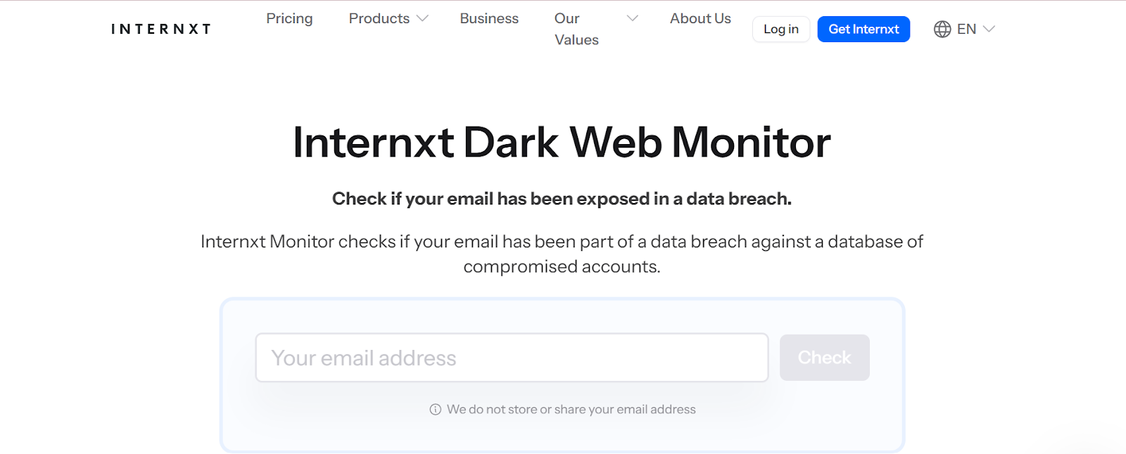 Internxt Dark Web Monitor