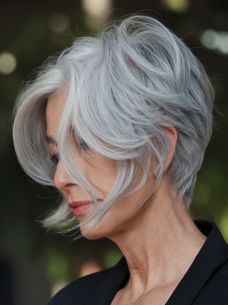 26. Asymmetrical Gray Pixie