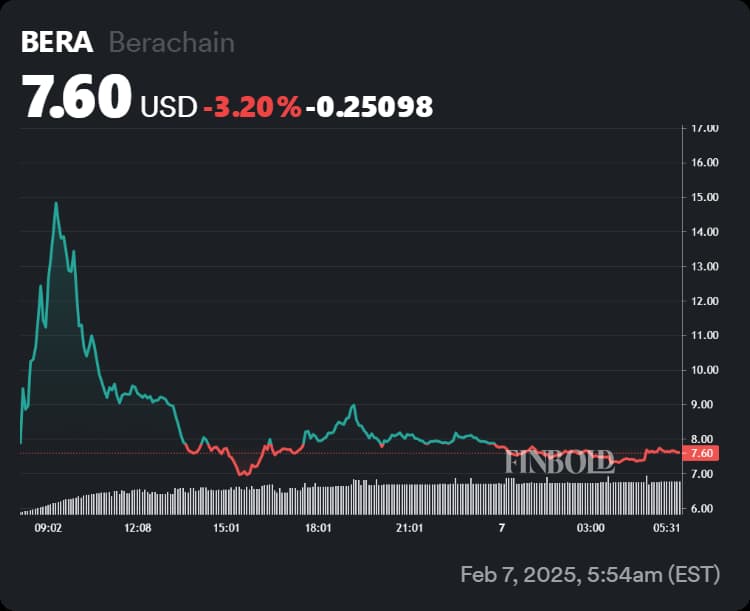 Chart showing the 24-hour performance of the Berachain token