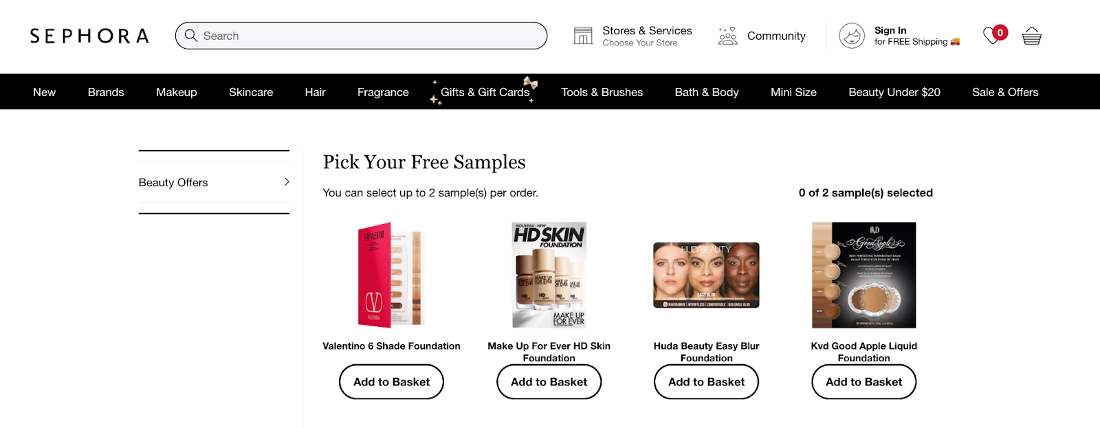 sephora free gifts