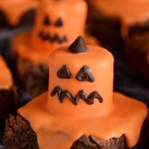 Melted Jack O’ Lantern Brownies