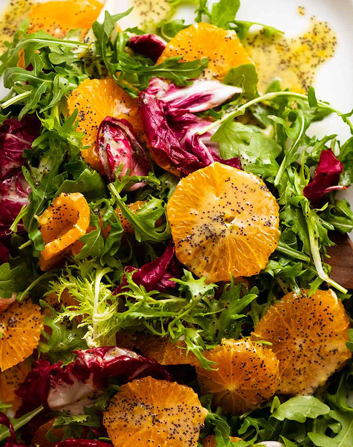 passover recipes: bitter leaf and orange salad with poppyseed dressing