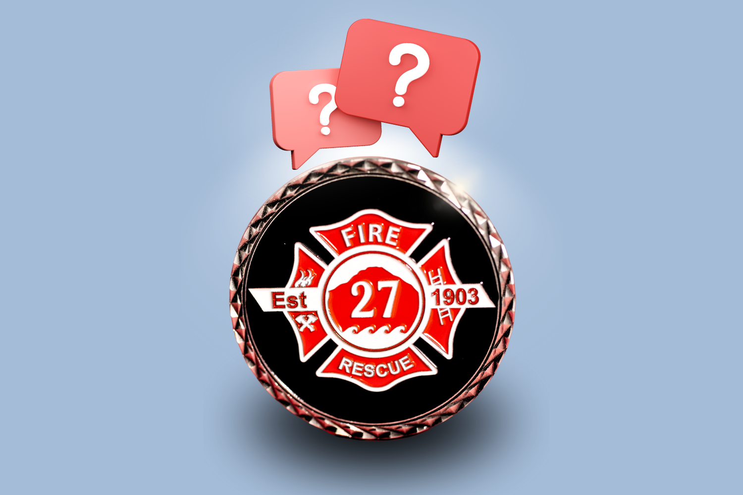 Picture of a custom firefighter challenge coin.