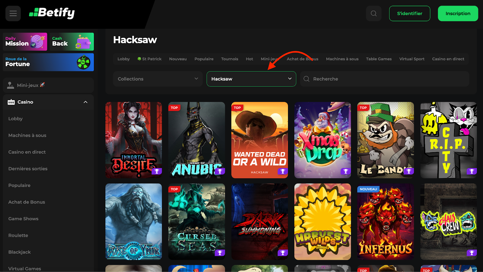 Fournisseurs de jeux sur Betify casino en ligne