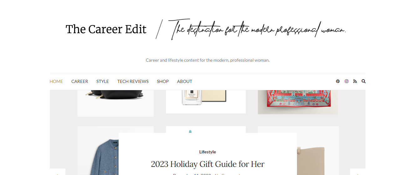 The Career Edit personal blog homepage
