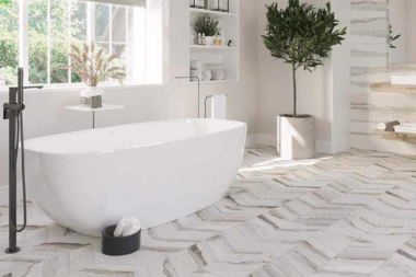 patterned tiles that will elevate your bathroom flooring chevron sophistication tile design pattern with freestanding bathtub custom built michigan