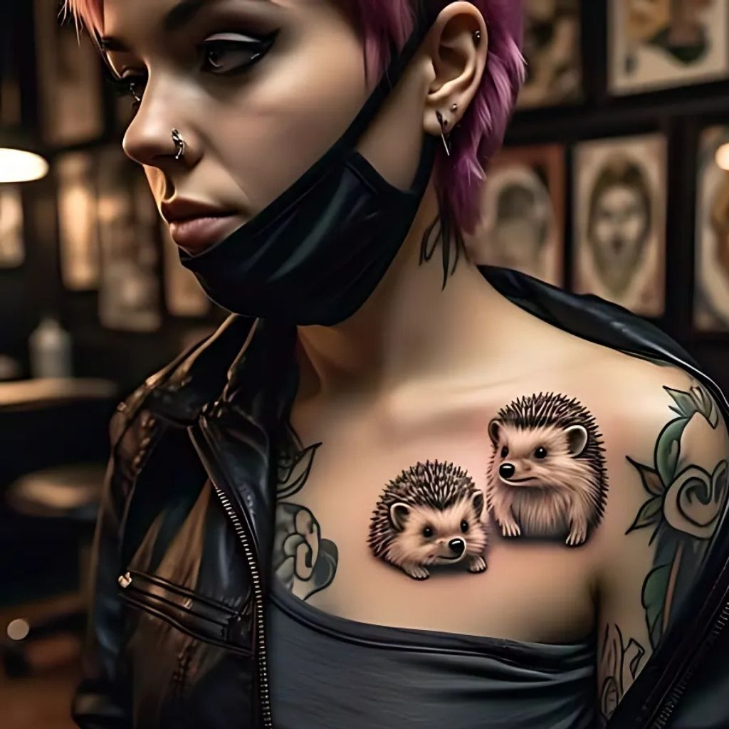 Hedgehog Family Tattoo
