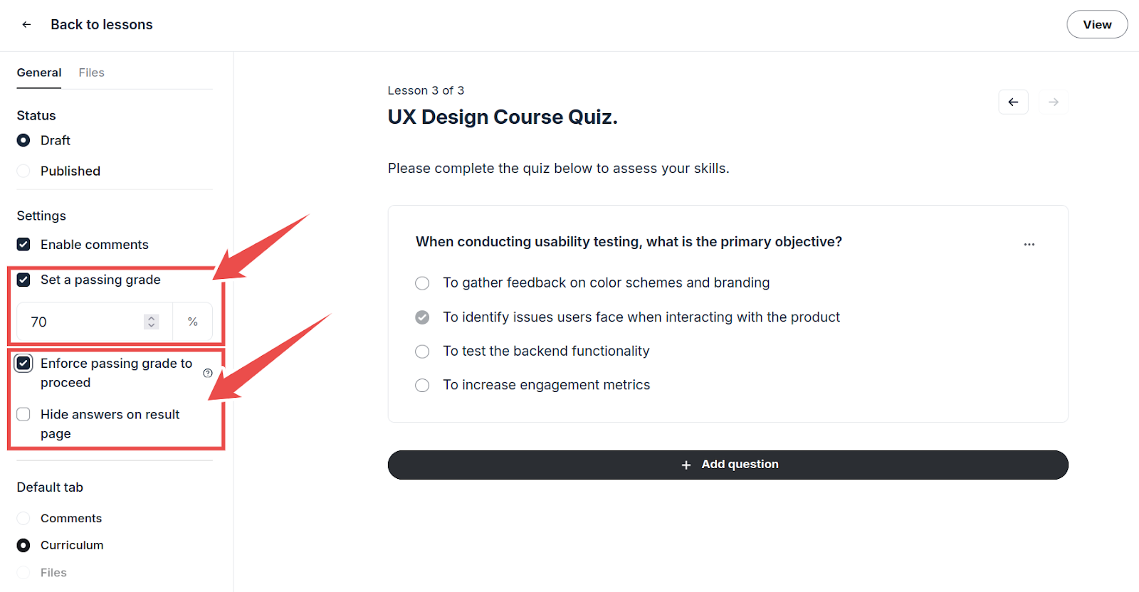 Circle course quizzes