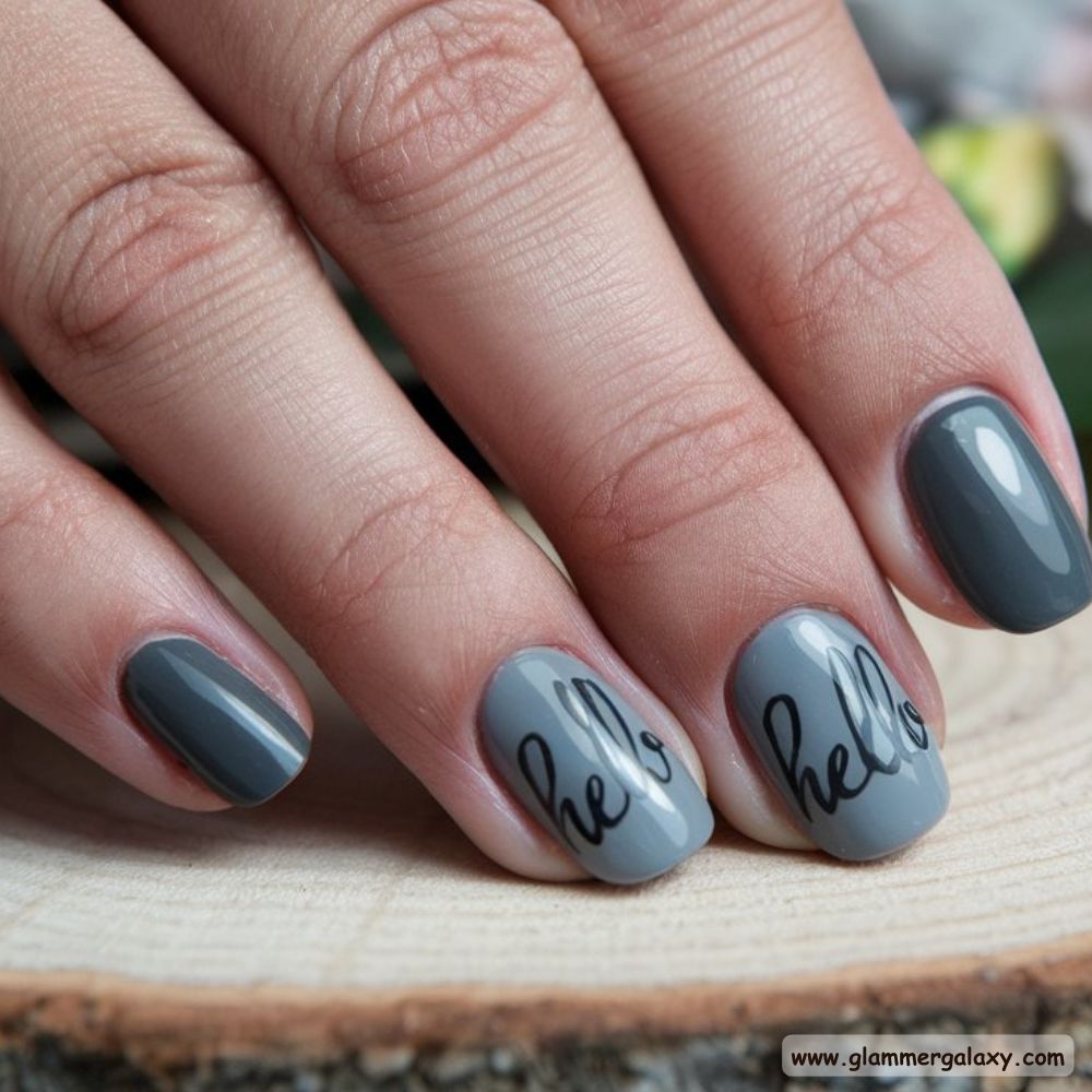Neutral Fall Nails having Sophisticated Dark Gray
