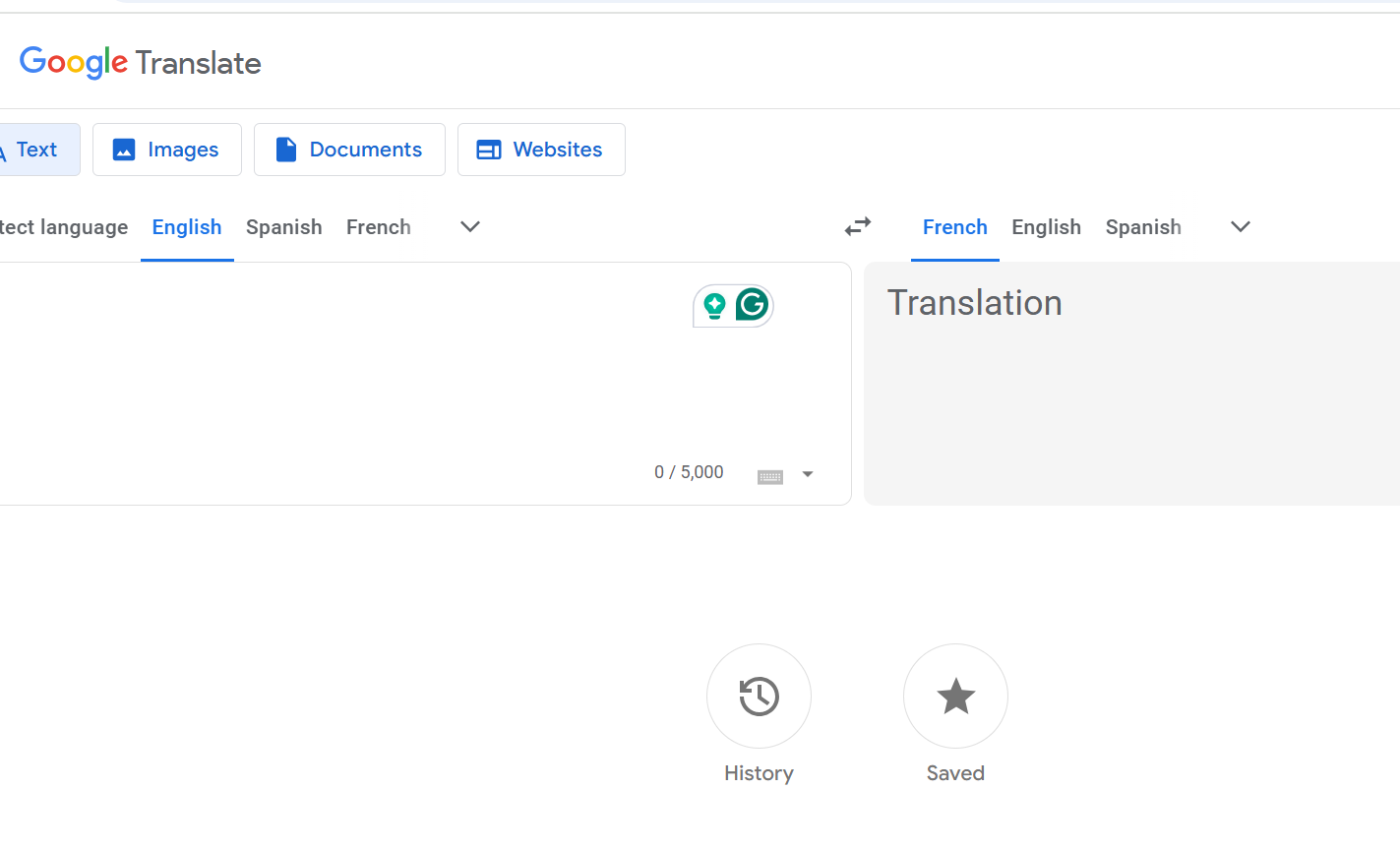 Google translate User interface