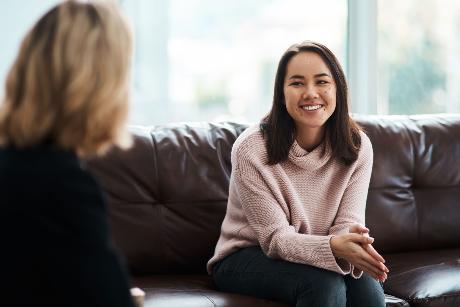 Cognitive Behavioural Therapy in Vancouver. Counsellor talking to patient.