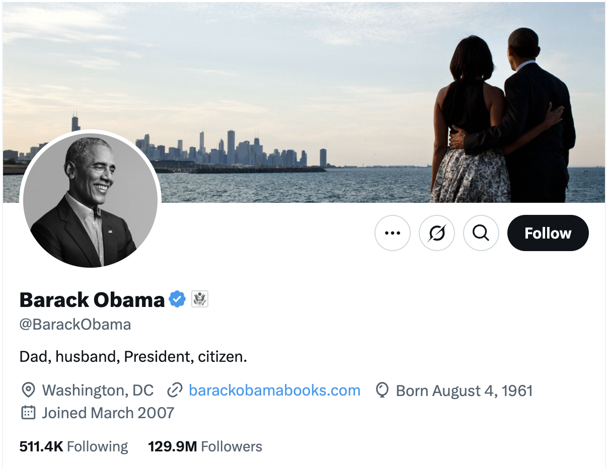 Barack Obama's Profile on X