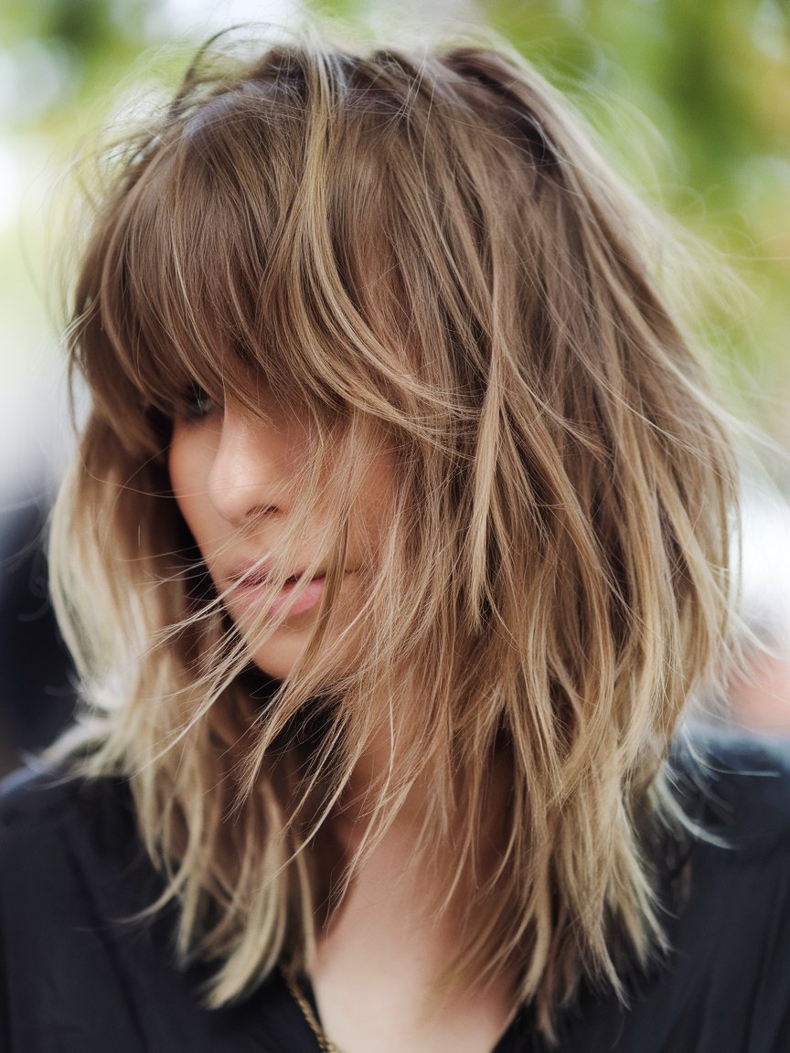 6. Wispy Brown Shag with Subtle Layers