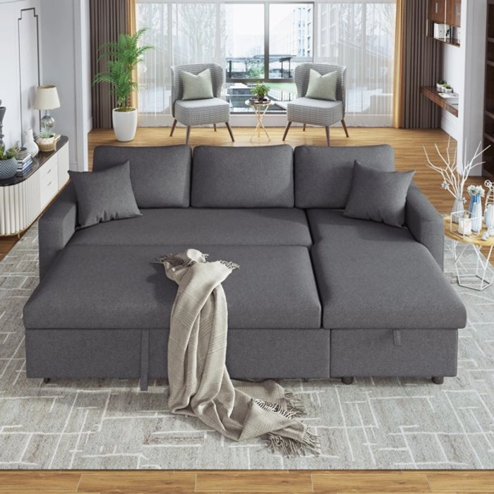 L shape grey sofa