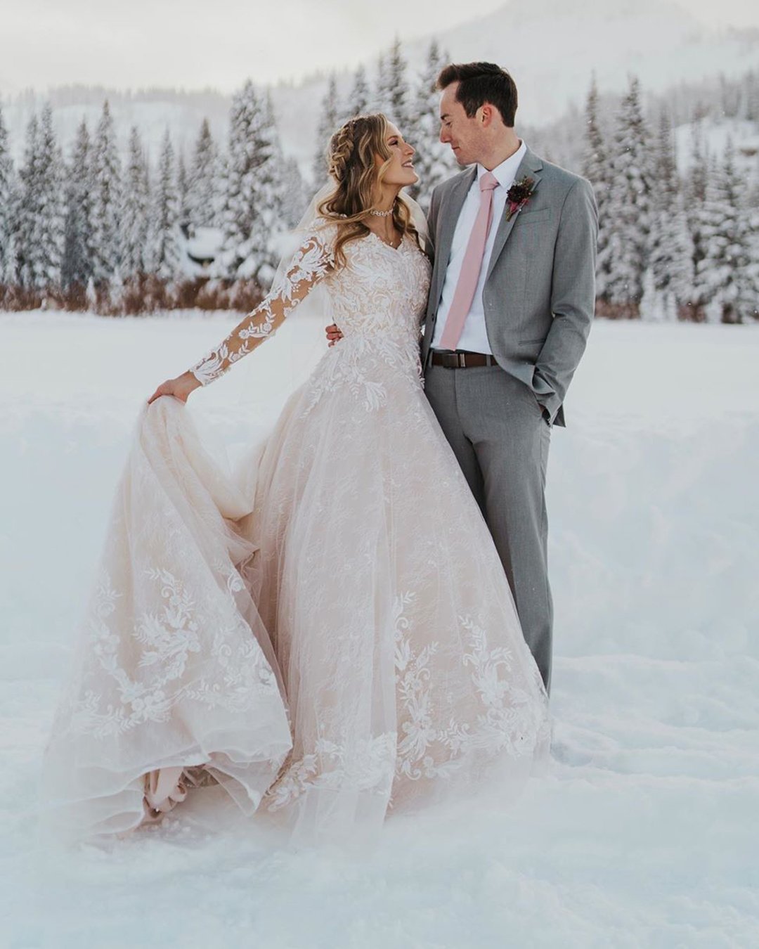 winter wedding dresses outfits a line with long sleeves lace blush emilybphotofilm