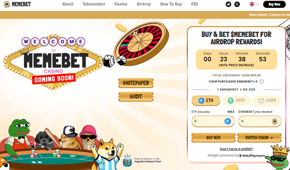 Memebet Casino Presale Goes Live – How to Buy MEMEBET Token