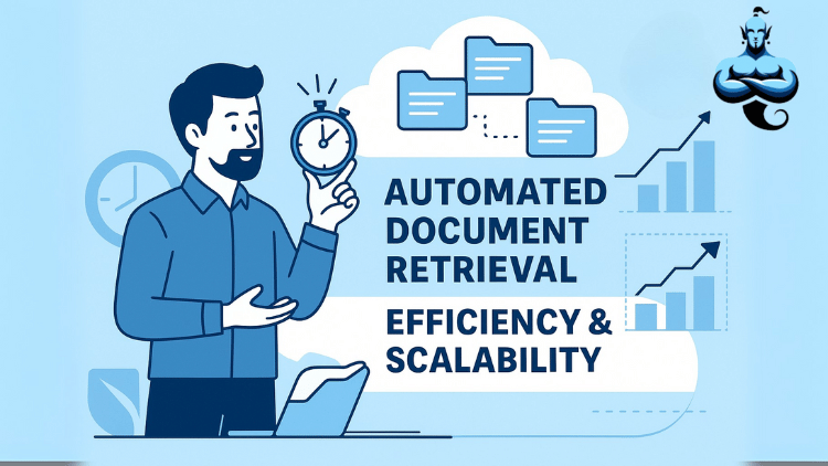 Automated document retrieval helping a bookkeeping team scale operations efficiently with digital tools and cloud access.