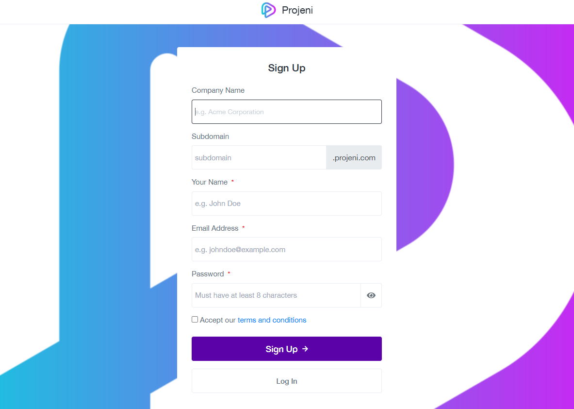 A screenshot of a sign up form

Description automatically generated