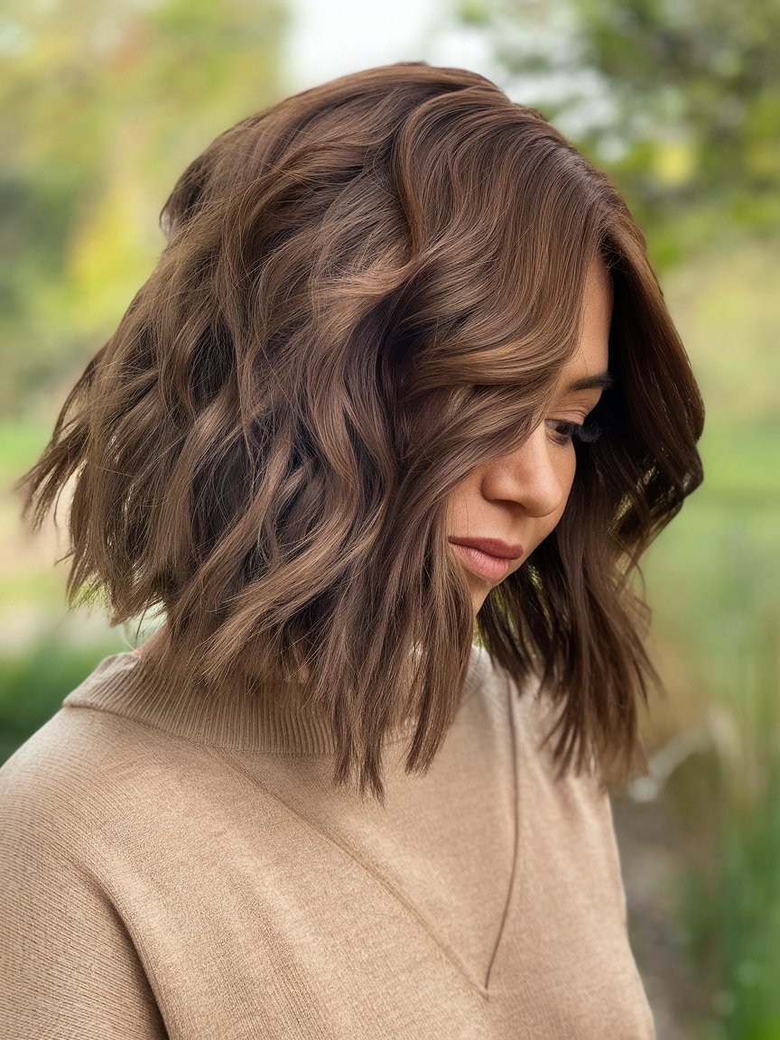 15. Cinnamon Brown Shaggy Bob