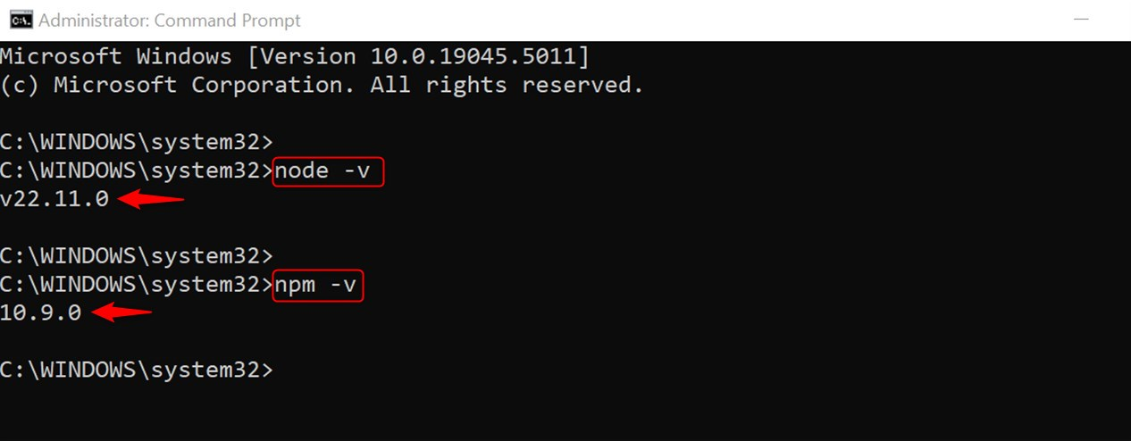 verify node and npm installation