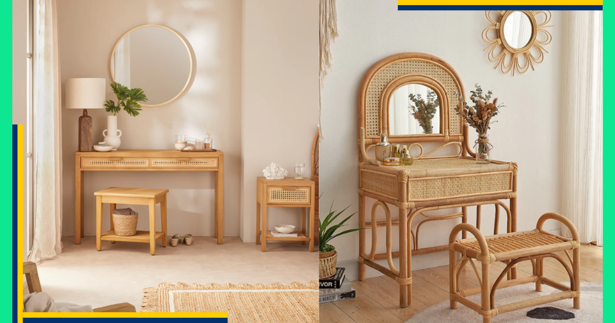 Boho Chic Rattan cosmetic table