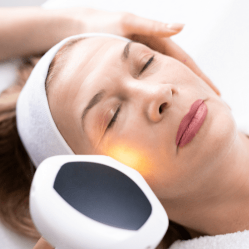 in this image the lady is taking the laser skin treatment at ageology skin clinic