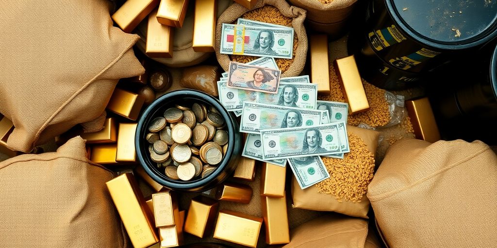Commodities and national currencies.