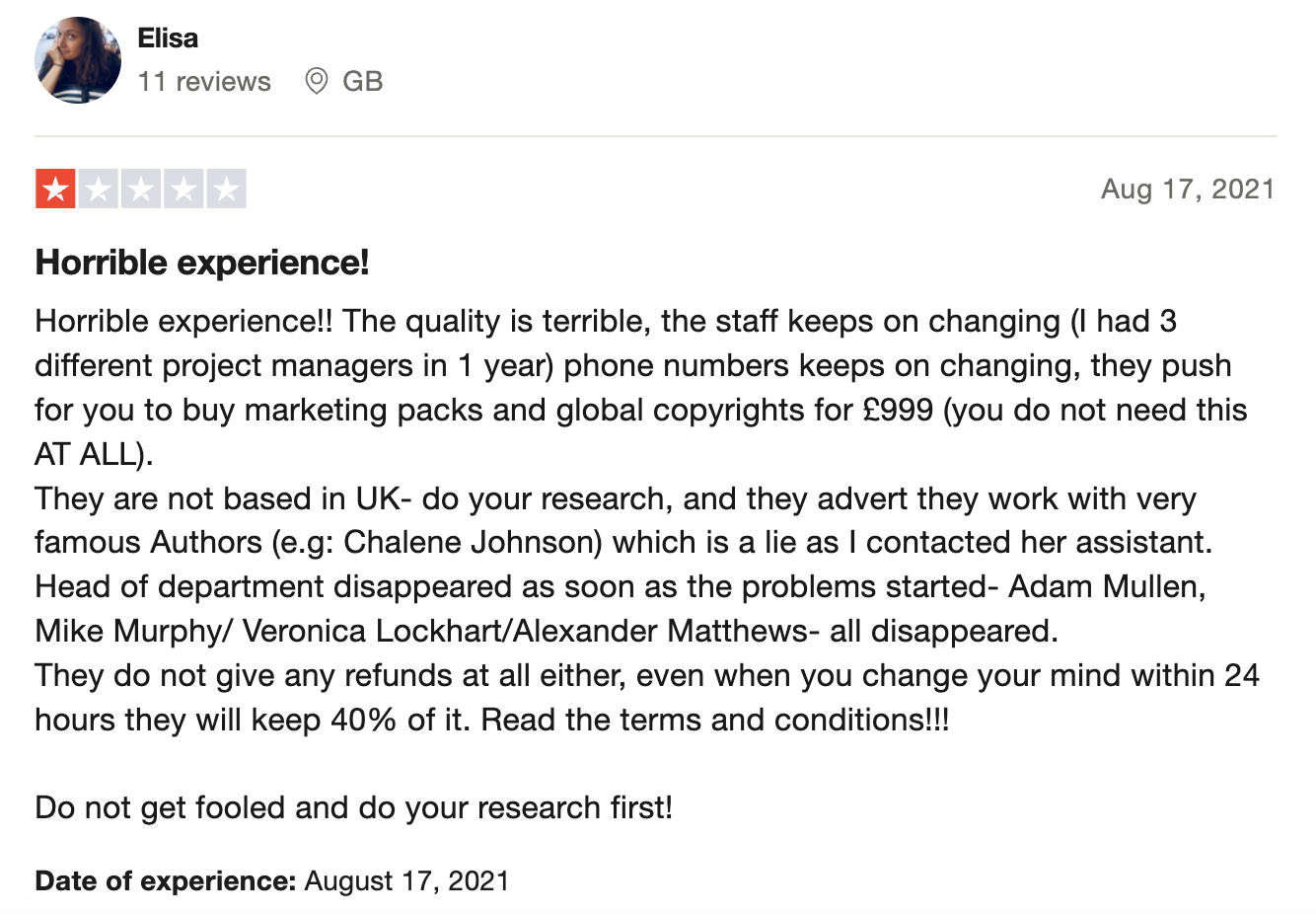 1 Star Review Of Nexus Ghostwriting