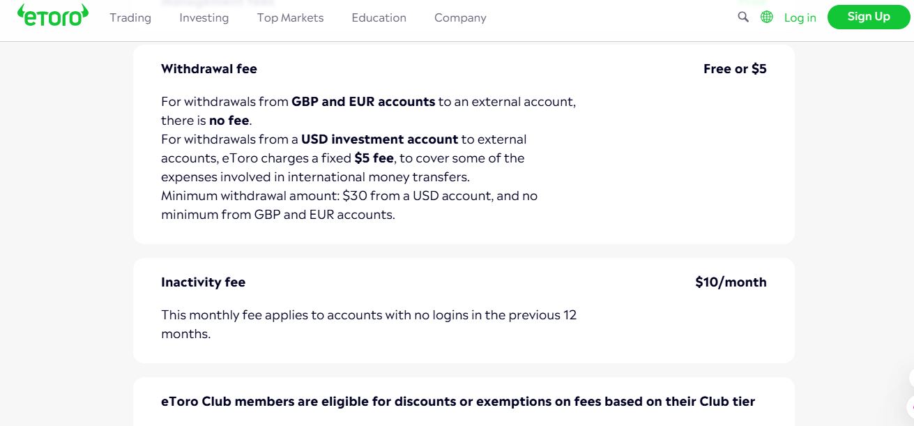  eToro interface