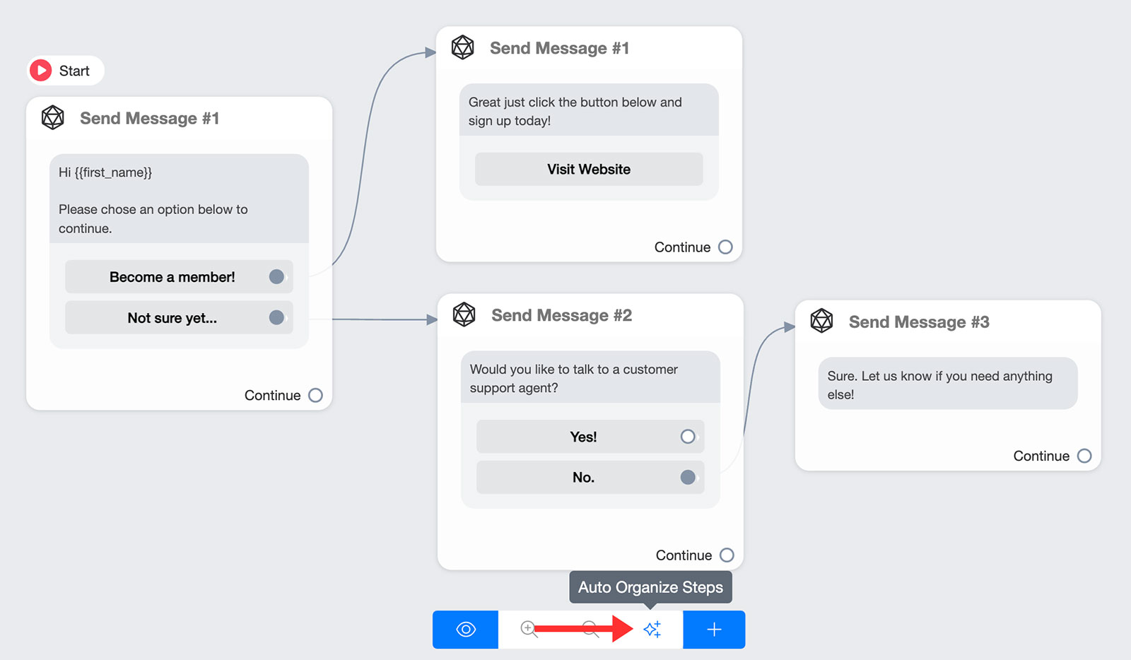 Chatrace Flow Auto Adjust Button