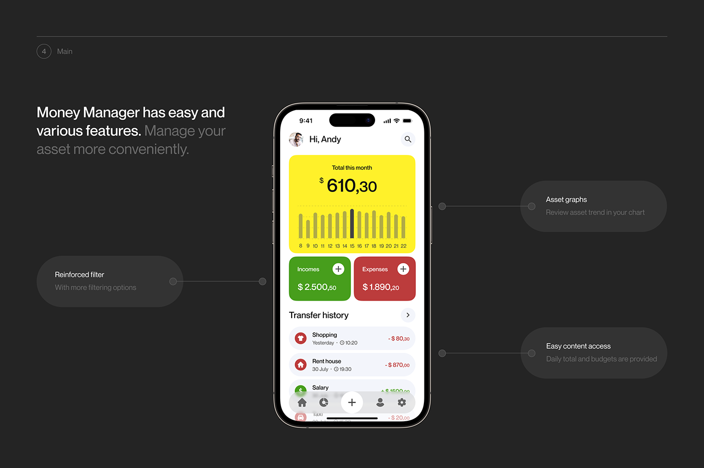 UX UI Mobile app design Figma finance visual design app ios