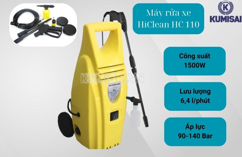 Máy rửa xe HiClean HC 110 hiệu suất lớn, áp lực mạnh