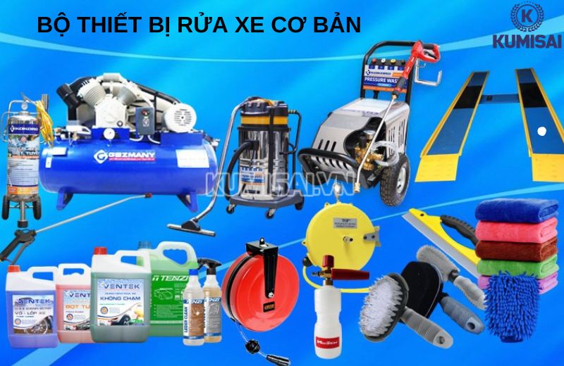 Bộ thiết bị cần thiết cho tiệm rửa xe ở Hóc Môn