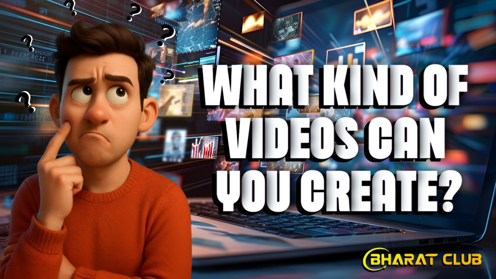This image is most likely used in an article, guide, or promotion to introduce a list or explanation of video ideas creators can explore to join the Bharat Club Video Creation Rewards Program.