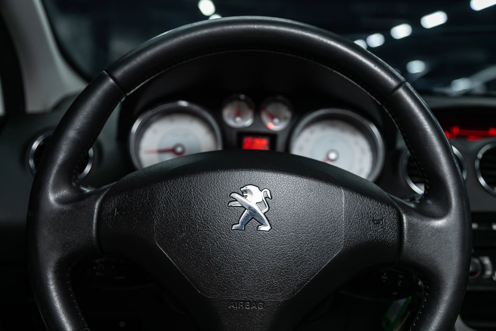 Peugeot van steering wheel and dashboard