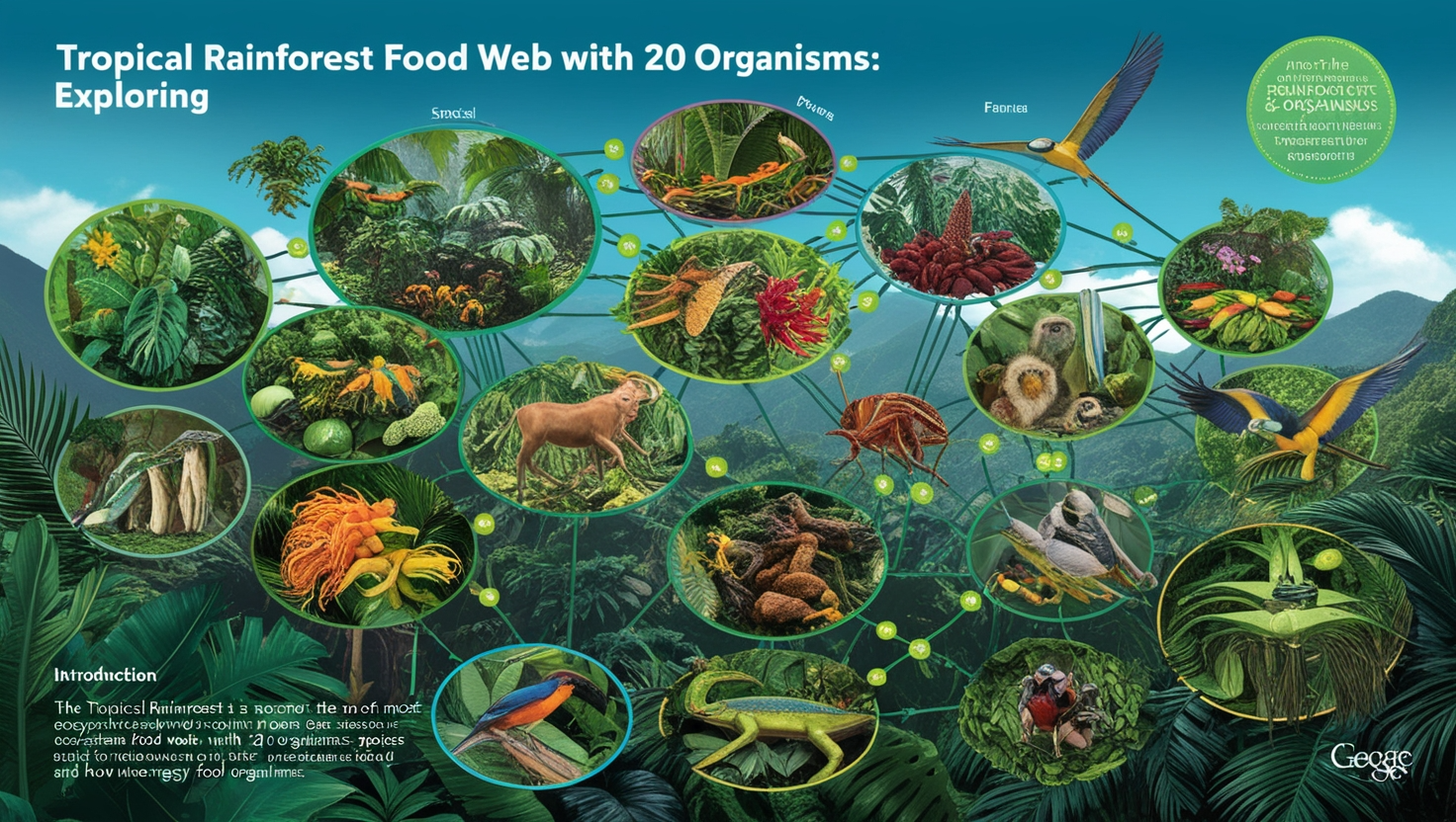 Tropical Rainforest Food Web with 20 Organisms