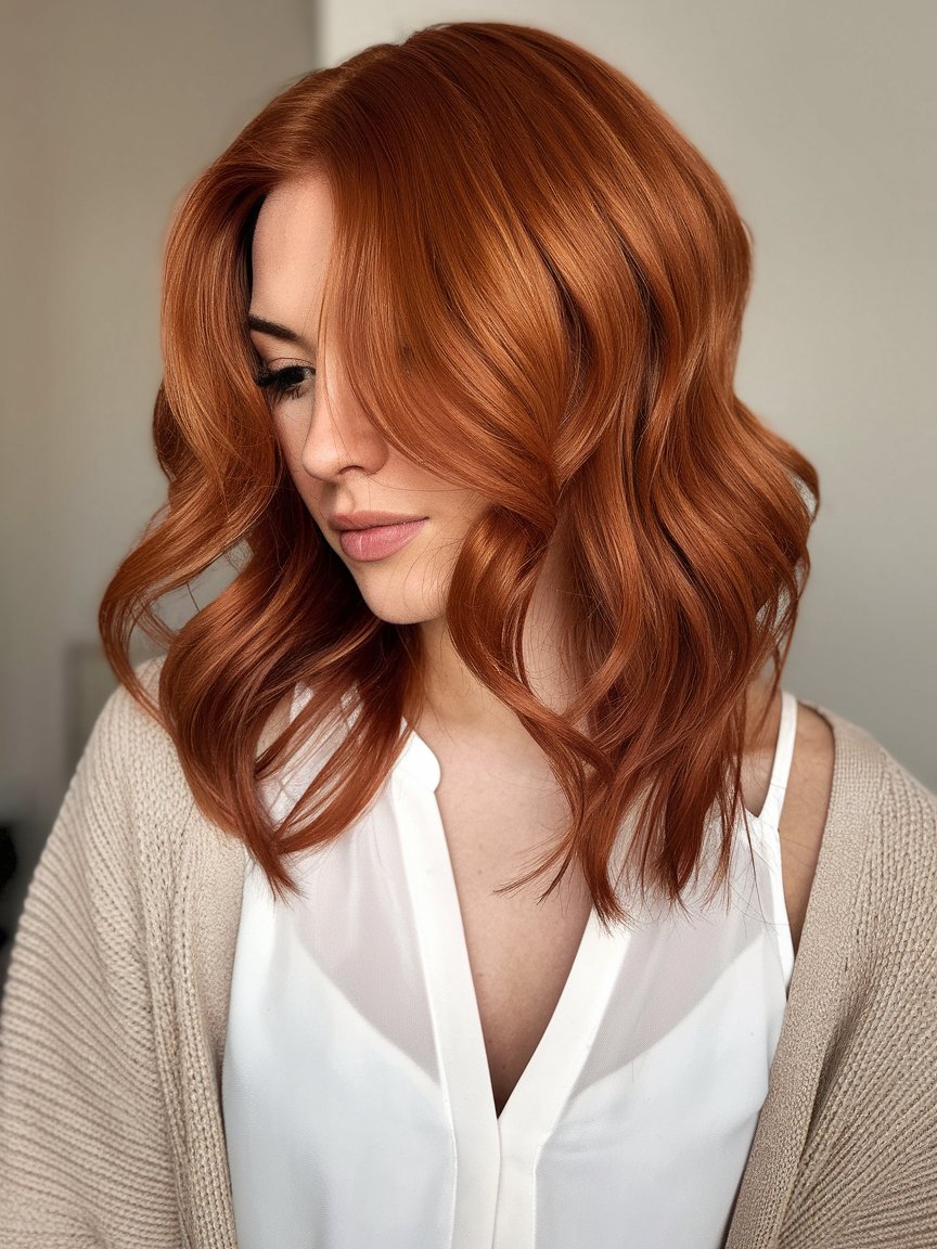 66. Fiery Balayage for Thin Hair