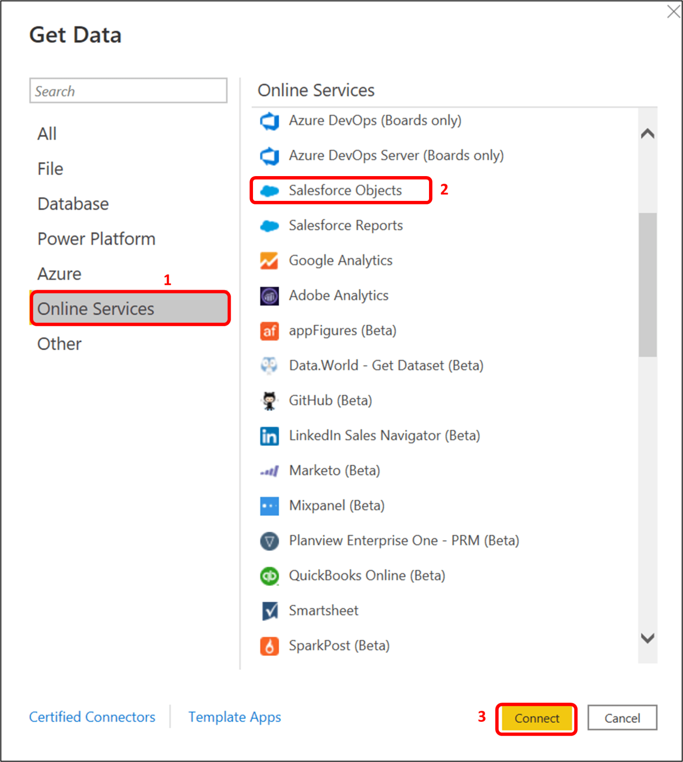 Get Data Dialogue Box Overview