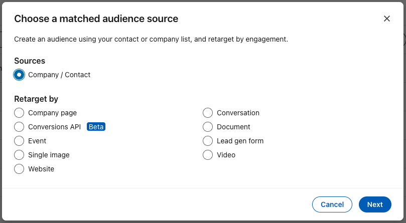 Selecting audience list image
